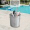 Gardenised Round Galvanized Steel, Trash Can with Lid - Durable Metal Bucket for Backyard, Lawn, Garden and Yard Use - Weather-Resistant Garbage Can for Indoor and Outdoor